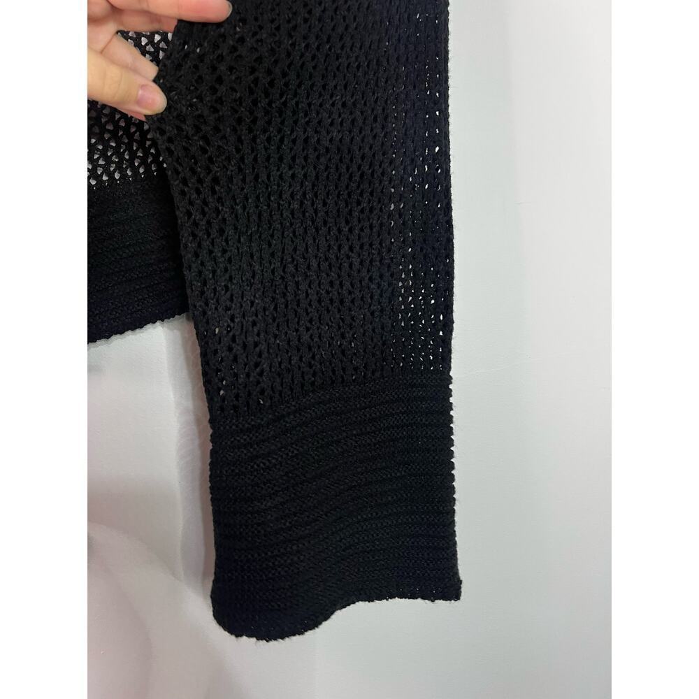 Anthropologie black cropped open knit bell sleeve cardigan One Size - Picture 5 of 7